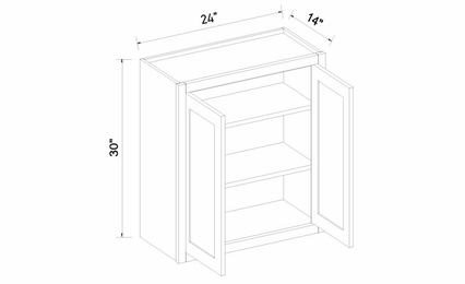 Inset White Shaker W2430: Double Door Wall Cabinet: Assembled Kitchen Cabinets