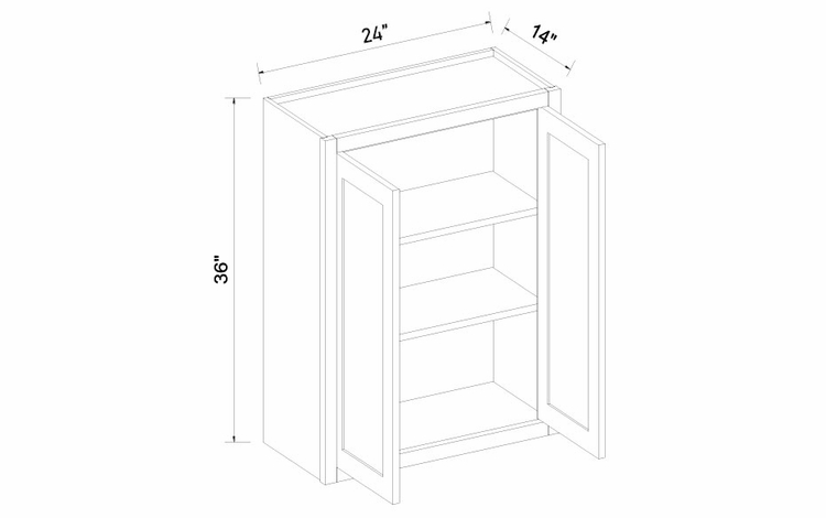 Inset White Shaker W2436: Double Door Wall Cabinet: RTA Kitchen Cabinets