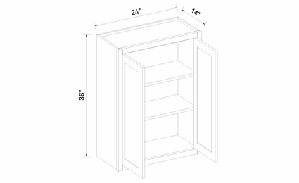 Inset White Shaker W2436: Double Door Wall Cabinet: RTA Kitchen Cabinets