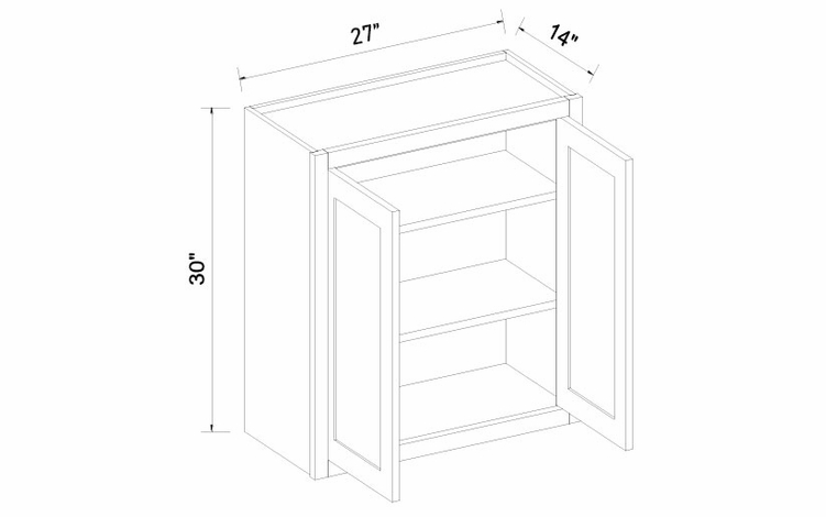 Inset White Shaker W2730: Double Door Wall Cabinet: RTA Kitchen Cabinets