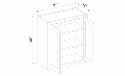 Inset White Shaker W2730: Double Door Wall Cabinet: RTA Kitchen Cabinets