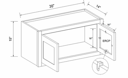 Inset White Shaker W3015: Double Door Wall Cabinet: Assembled Kitchen Cabinets