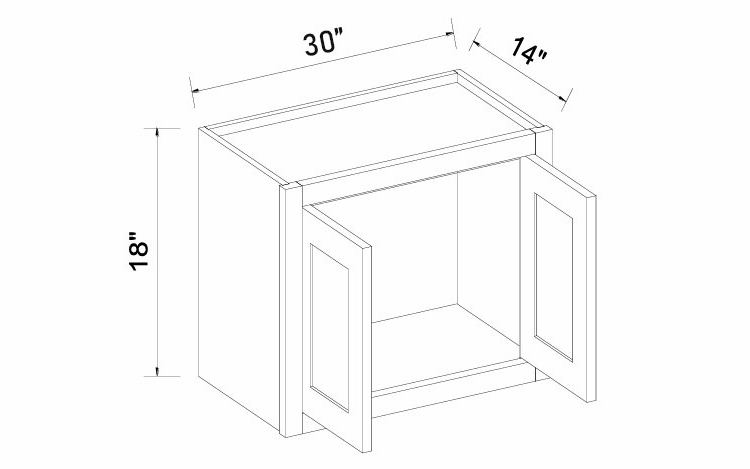 Inset White Shaker W3018: Double Door Wall Cabinet: RTA Kitchen Cabinets