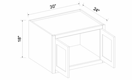 Inset White Shaker W301824: Refrigerator Wall Cabinet: RTA Kitchen Cabinets