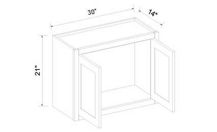 Inset White Shaker W3021: Double Door Wall Cabinet: RTA Kitchen Cabinets