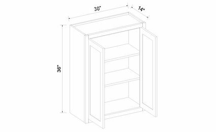 Inset White Shaker W3036: Double Door Wall Cabinet: RTA Kitchen Cabinets