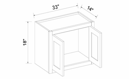 Inset White Shaker W3318: Double Door Wall Cabinet: RTA Kitchen Cabinets