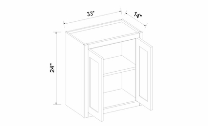 Inset White Shaker W3324: Double Door Wall Cabinet: RTA Kitchen Cabinets