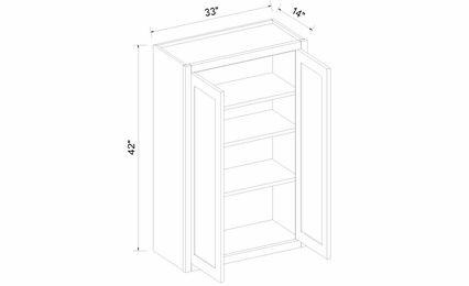 Inset White Shaker W3342: Double Door Wall Cabinet: RTA Kitchen Cabinets