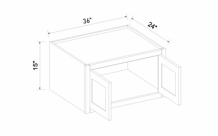 Inset White Shaker W361524: Refrigerator Wall Cabinet: RTA Kitchen Cabinets