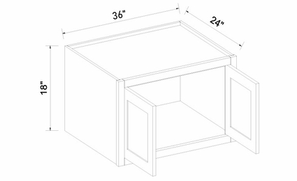 Inset White Shaker W361824: Refrigerator Wall Cabinet: Assembled Kitchen Cabinets
