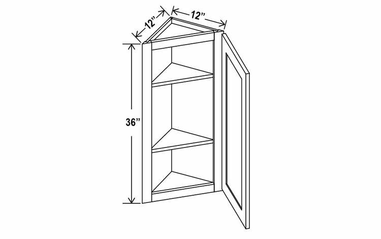 Iron Black AW1236: Angle Wall Cabinet: Assembled Kitchen Cabinets