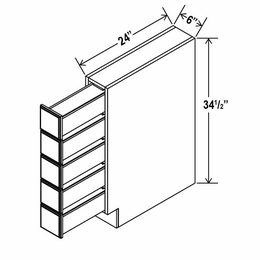 Iron Black BSDC6: Base Spice Drawer Cabinet: Assembled Kitchen Cabinets