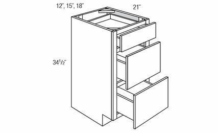 JSI Essex VDB1221: Bathroom Vanity Drawer Base: RTA Kitchen Cabinets