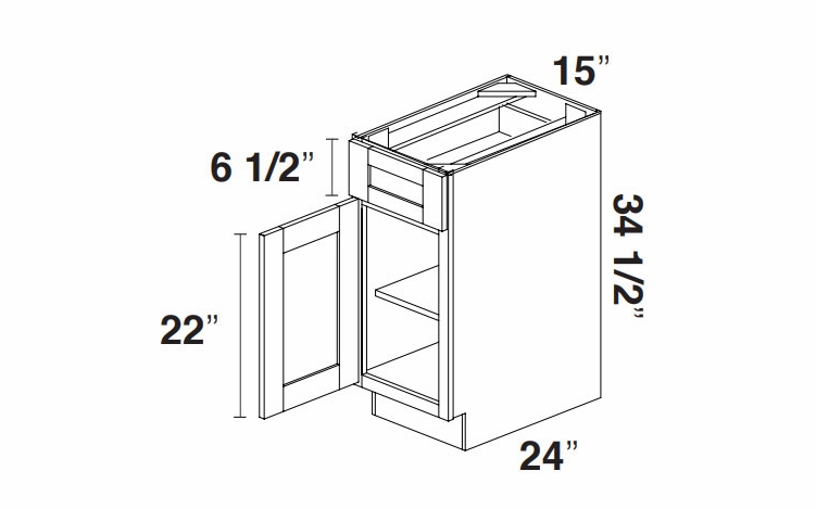 Kabinet King Armor White Oak B15: Single Door Base Cabinet: Assembled Kitchen Cabinets