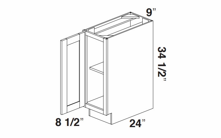 Kabinet King Armor White Oak BH09: Base Full Height 9": Assembled Kitchen Cabinets