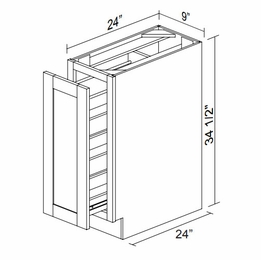 Kabinet King Armor White Oak BPP09: Base Pantry Pullout Cabinet: Assembled Kitchen Cabinets