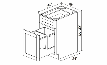 Kabinet King Armor White Oak BWB18: Wastebasket Base Cabinet: Assembled Kitchen Cabinets