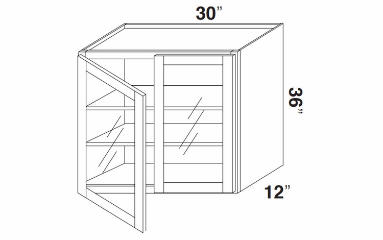 Kabinet King Armor White Oak GDW3036: Double Door Glass Wall Cabinet: Assembled Kitchen Cabinets