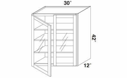 Kabinet King Armor White Oak GDW3042: Double Door Glass Wall Cabinet: Assembled Kitchen Cabinets