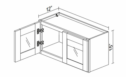 Kabinet King Armor White Oak GDW3315: Double Door Glass Wall Cabinet: Assembled Kitchen Cabinets