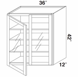 Kabinet King Armor White Oak GDW3642: Double Door Glass Wall Cabinet: Assembled Kitchen Cabinets