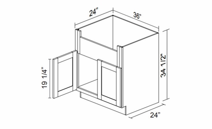 Kabinet King Armor White Oak SBF36: Farmhouse Sink Base Cabinet: Assembled Kitchen Cabinets