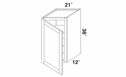 Kabinet King Armor White Oak W2136: Single Door Wall Cabinet: Assembled Kitchen Cabinets