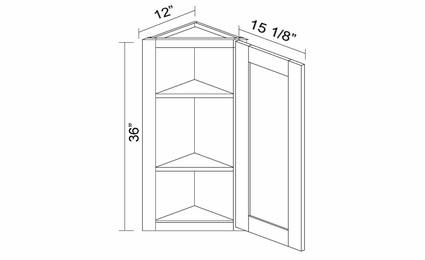 Kabinet King Armor White Oak WECA36R: Angle End Wall Cabinet: Assembled Kitchen Cabinets