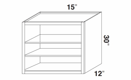 Kabinet King Armor White Oak WOC1530: Open Wall Cabinet: Assembled Kitchen Cabinets