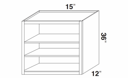 Kabinet King Armor White Oak WOC1536: Open Wall Cabinet: Assembled Kitchen Cabinets