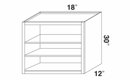 Kabinet King Armor White Oak WOC1830: Open Wall Cabinet: Assembled Kitchen Cabinets