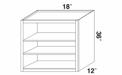 Kabinet King Armor White Oak WOC1836: Open Wall Cabinet: Assembled Kitchen Cabinets