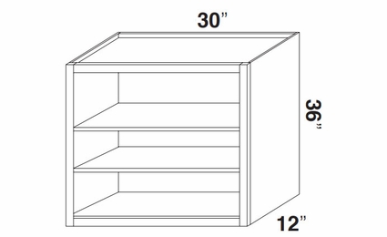 Kabinet King Armor White Oak WOC3036: Open Wall Cabinet: Assembled Kitchen Cabinets