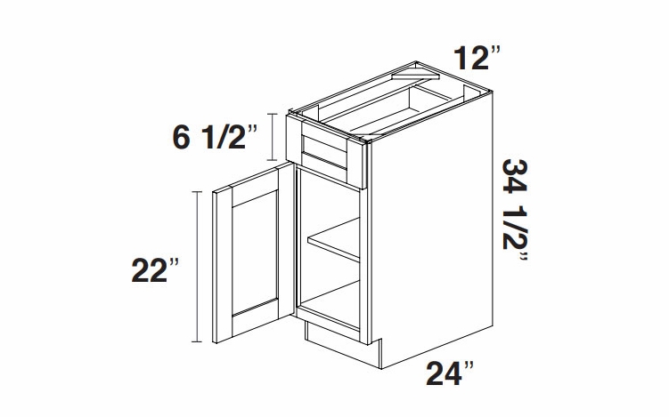 Kabinet King Gallant White B12: Single Door Base Cabinet: Assembled Kitchen Cabinets