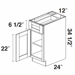 Kabinet King Gallant White B12: Single Door Base Cabinet: Assembled Kitchen Cabinets