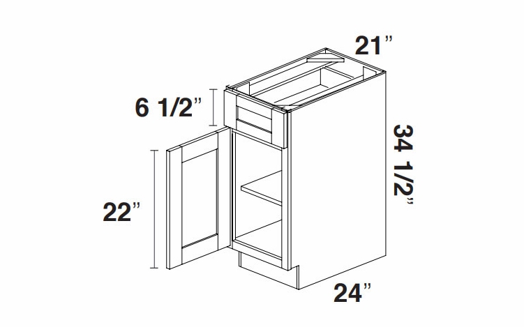 Kabinet King Gallant White B21: Single Door Base Cabinet: Assembled Kitchen Cabinets