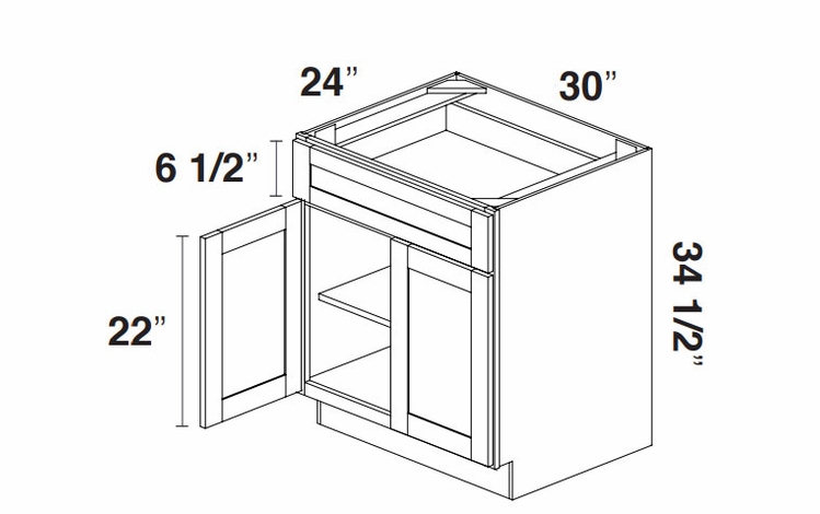 Kabinet King Gallant White B30: Double Door Base Cabinet: Assembled Kitchen Cabinets
