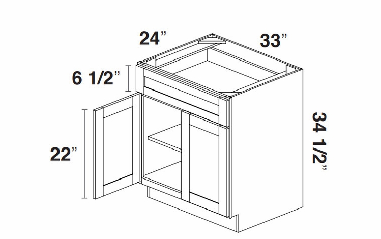 Kabinet King Gallant White B33: Double Door Base Cabinet: Assembled Kitchen Cabinets
