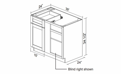 Kabinet King Gallant White BBC39/42L/R: Blind Base Cabinet: Assembled Kitchen Cabinets