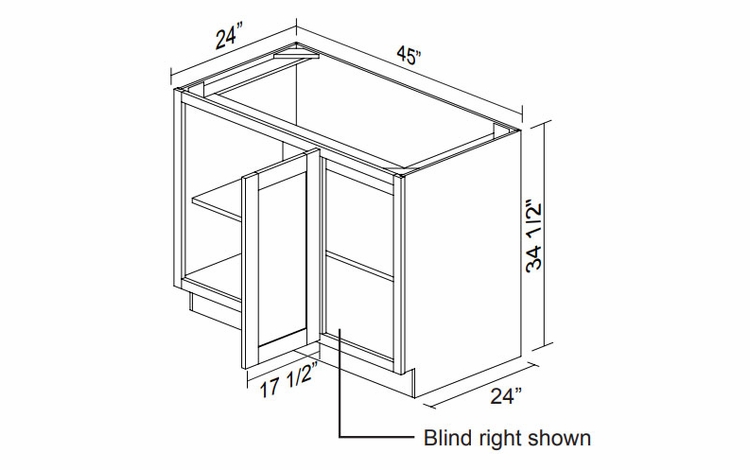 Kabinet King Gallant White BBC45/48FHL/R: Blind Base Full Height Cabinet: Assembled Kitchen Cabinets