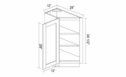Kabinet King Gallant White BEC1224L: Base End Cabinet: Assembled Kitchen Cabinets