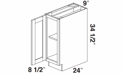 Kabinet King Gallant White BH09: Base Full Height 9": Assembled Kitchen Cabinets