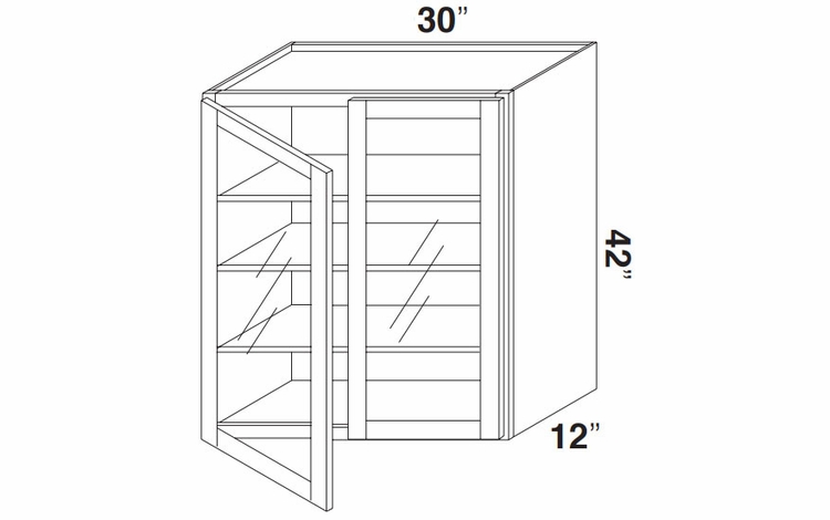 Kabinet King Gallant White GDW3042: Double Door Glass Wall Cabinet: Assembled Kitchen Cabinets