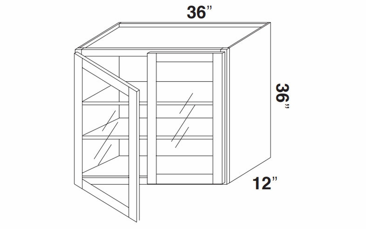 Kabinet King Gallant White GDW3636: Double Door Glass Wall Cabinet: Assembled Kitchen Cabinets