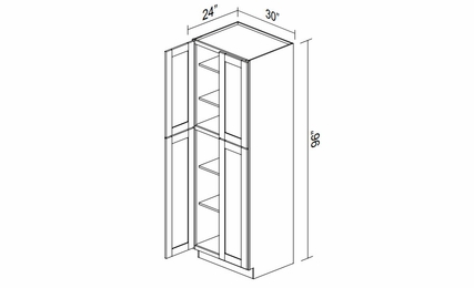 Kabinet King Gallant White PC3096: Double Door Pantry: Assembled Kitchen Cabinets