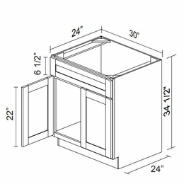 Kabinet King Gallant White SB30: Sink Base Cabinet: Assembled Kitchen Cabinets