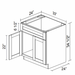 Kabinet King Gallant White SB33: Sink Base Cabinet: Assembled Kitchen Cabinets