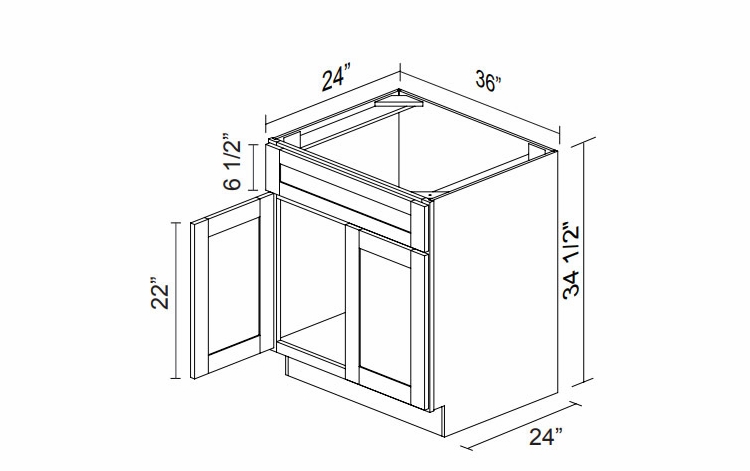 Kabinet King Gallant White SB36: Sink Base Cabinet: Assembled Kitchen Cabinets