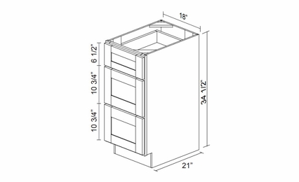 Kabinet King Gallant White VDB18-3: Vanity Drawer Base Cabinet: Assembled Kitchen Cabinets